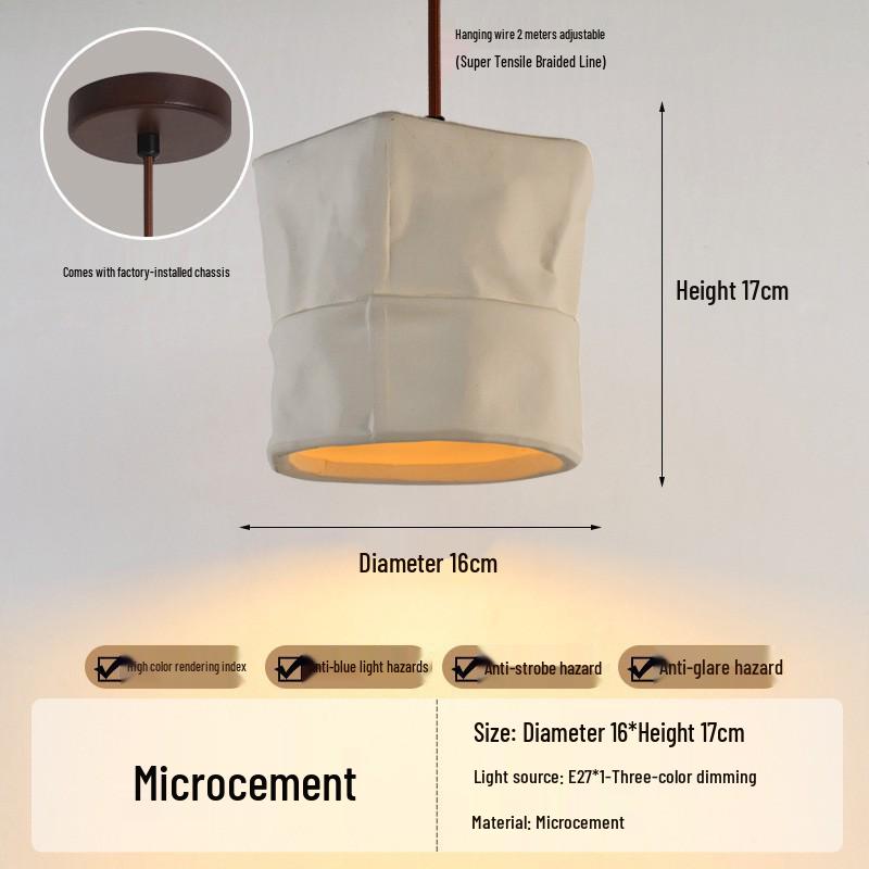 Japanese Wabi-Sabi Yellow Travertine Pendant Light, Retro Mid-Century Style for Bedroom, Homestay, or Restaurant.