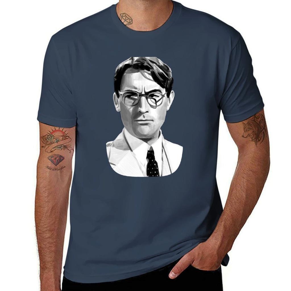 Atticus Black and White TShirt Big and Tall Crew Neck Tee