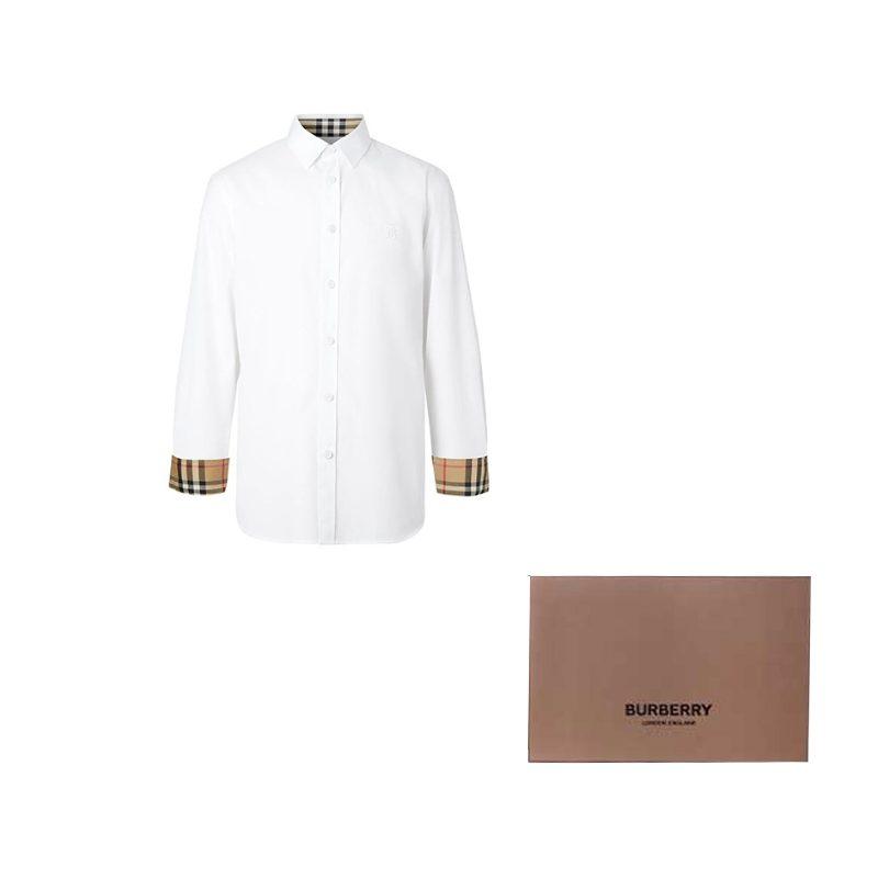 Burberry Slim Fit Monogram Motif Stretch Cotton Poplin Shirt 'White' 80323081