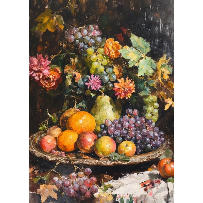 Zátiší Jablko Pomeranč Fík Plakát Hrozny Granátové jablko Ananas Jahoda Plátno Malba Nástěnné Umění Tisk Kuchyně Domácí Dekorace