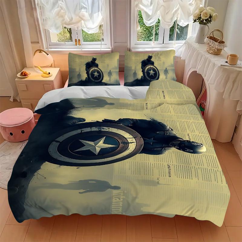 Captain America Winter Soldier Printed 3pcs Bedding Set Soft Microfiber 1 Duvet Cover And 2 Pillowcases Home Bedroom Decor Xmas Gift K1411
