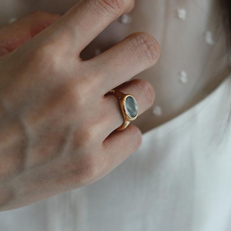 eveningbell [silver925] Ember pearl ring black mother-of-pearl