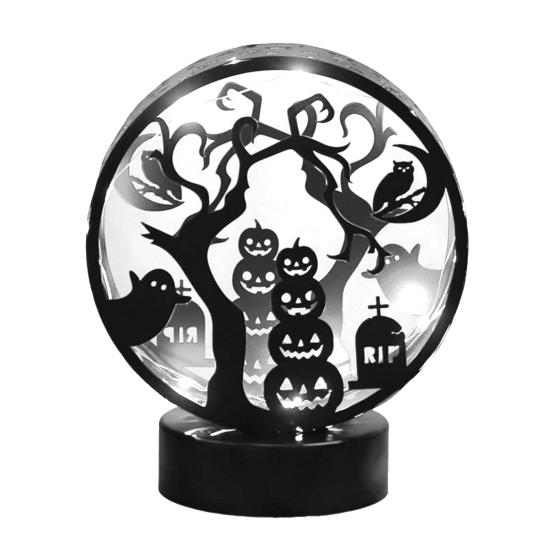 Halloween Night Light Spooky Table Lamp Double Sided Light-up Bat Gothic Castle Decoration for Horror Themed Parties Haunted Houses