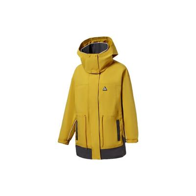 Fitness Series Color Block Letter Print Zip-Up Hooded Windbreaker Women Outerwear Honey-Yellow AEMR002-2