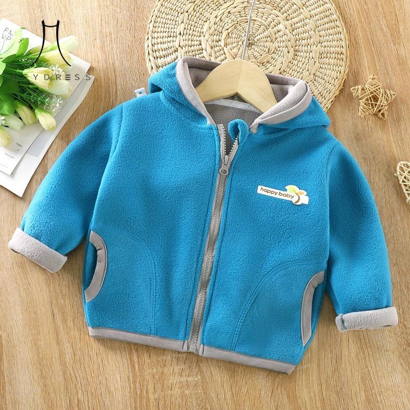 Children Fleece-lined Sweatshirt Autumn  Winter New Boys and Girls Clothing Children Hooded Top Baby Fleece Coat