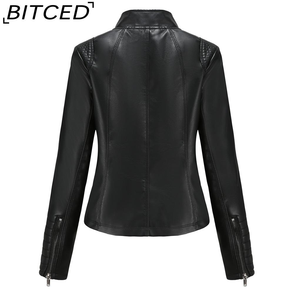 BITCED Women's Leather Jacket Lightweight Spring/Autumn Biker Jacket Short-Length Fashionable Jacket