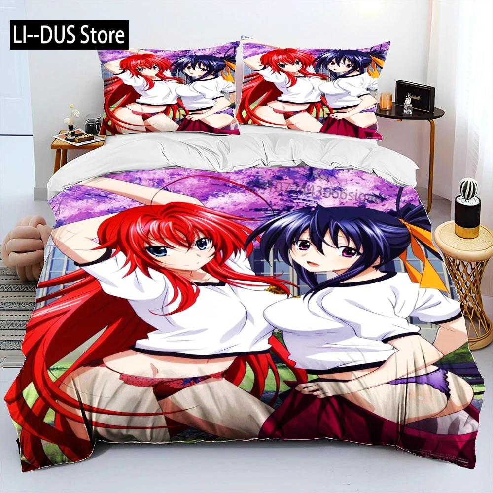 Sexy Girl High School DxD Anime Bedding Set Duvet Cover Bed Set Quilt Cover Pillowcase Comforter King Queen Size Boys Adult