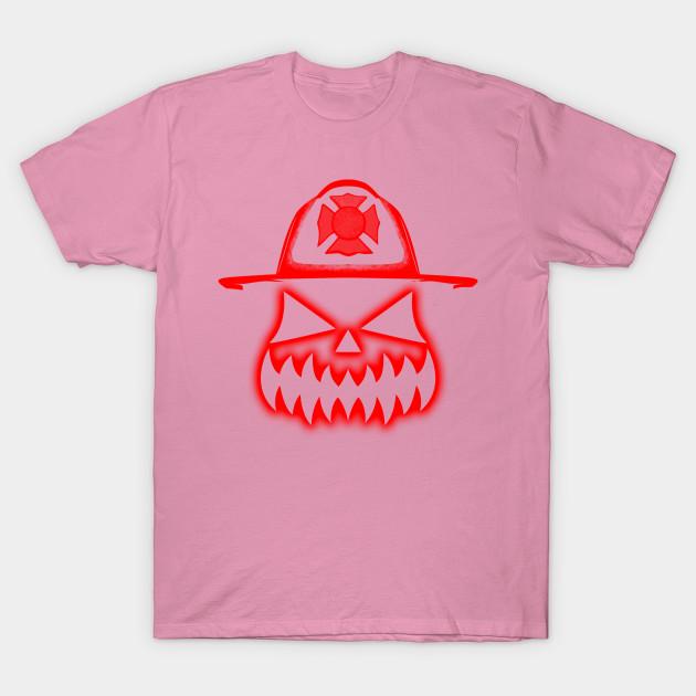 T Shirt Women Firefighter Scary Face Pumpkin Firefighter Hallowe Harajuku Print Kawaii Tshirt Summer Short Sleeve Female T-Shirt Top Tee