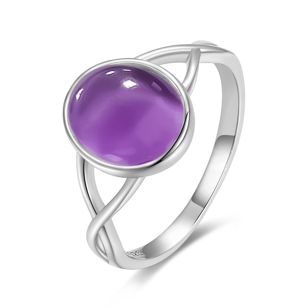925 Silber Natursteinringe Mit Amethyst Einfacher Lila Ovaler Ring 8*10mm Feiner Schmuck Geschenke für Freundinnen für Frauen