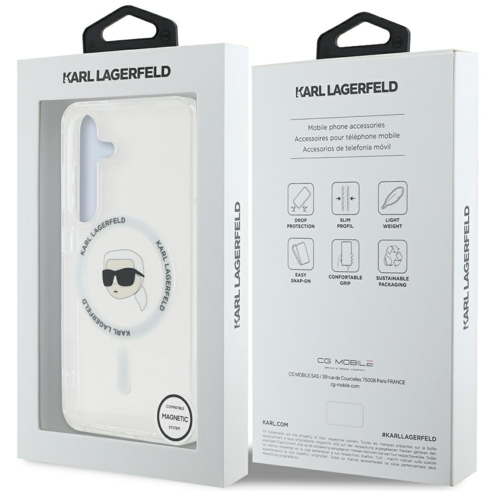 Case Karl Lagerfeld Button Karl Head     Printed Logo Magsafe For Samsung Galaxy S25 White