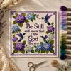 Kolibri Hortensia Broderikit, Kolibri Trädgård Tro Korsstygnskit, DIY Broderikit med Stämplat Tyg med Psalt, Nybörjare Handstygn
