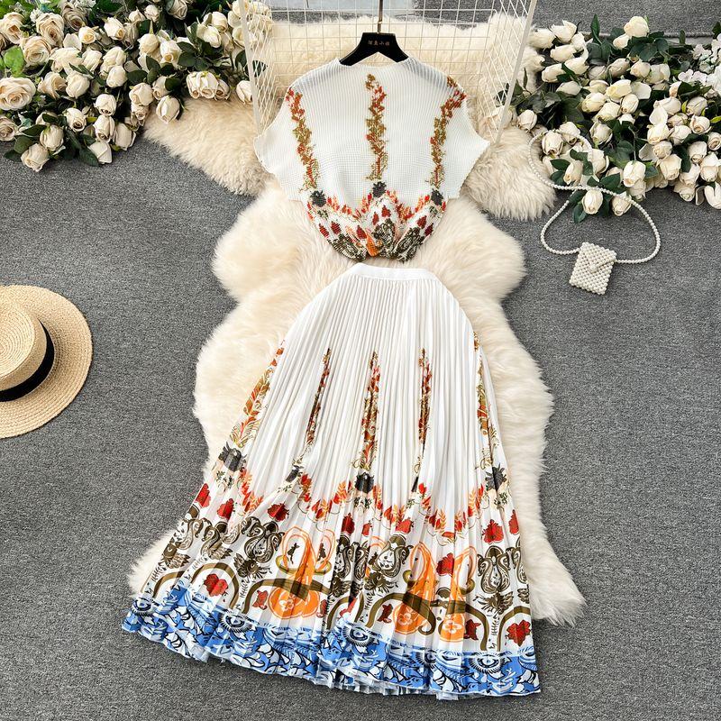 

Sanzhai Модная футболка с принтом и коротким рукавом, плиссированная, подходит ко всему Pattern 2 M