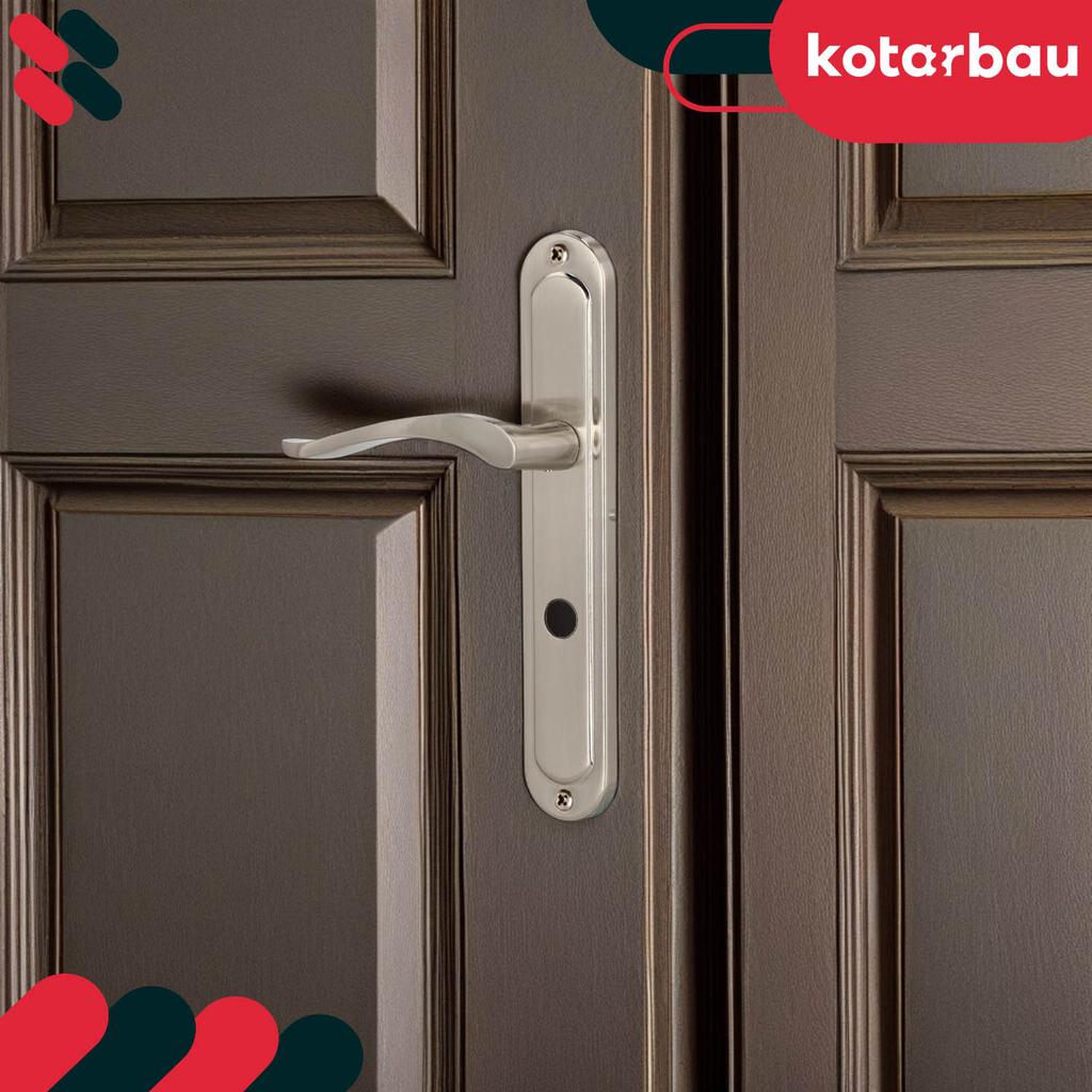 Door Handle Long Plate Toilet Lock For Bathroom Classic Satin 72 MM