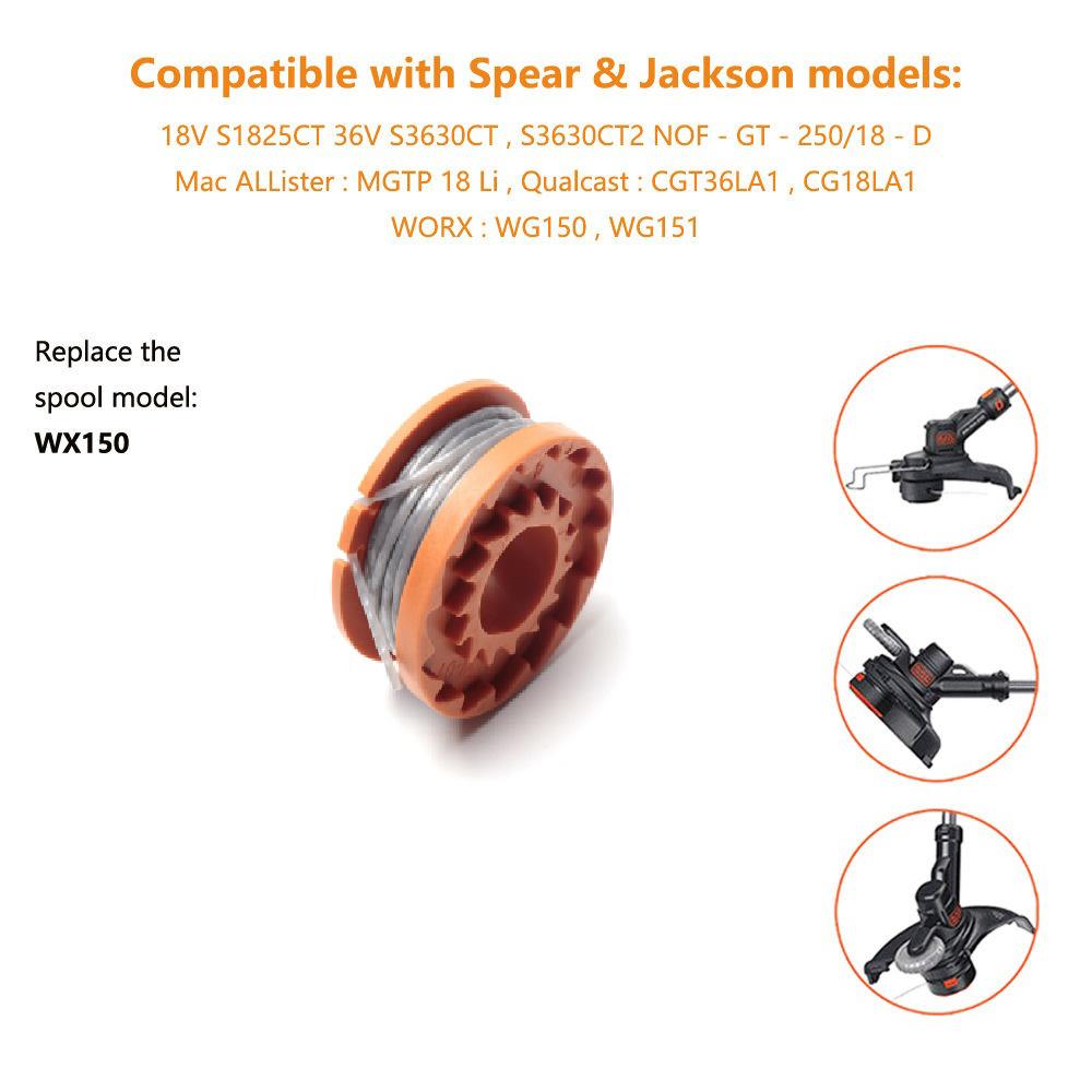 2Pcs Nylon Rope Spool for Spear and Jackson/Mac Allister/Qualcast/Worx Lawn Mower Part