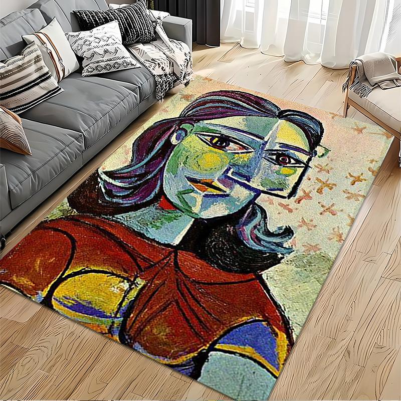 Colorful Abstract Portrait Rug Design Non-slip rug suitable for living room and bedroom sofas.