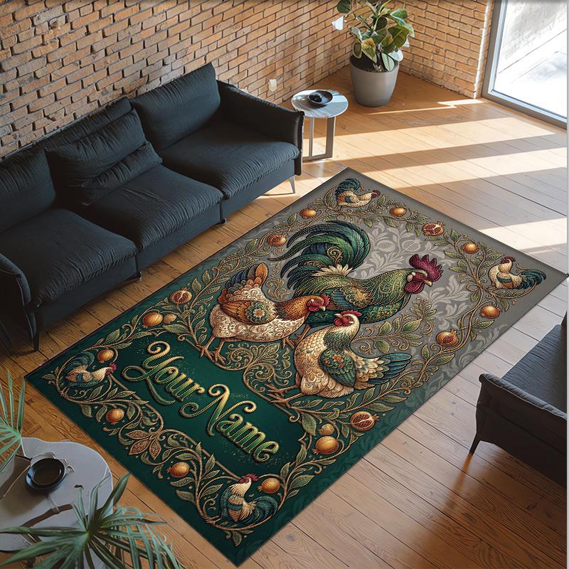 Decorative Artwork Theme Crystal Velvet Rug Personalized Custom Name Text Soft Floor Mat Home Decor