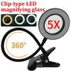 Adjustable Levels LED Magnifying Glass Lamp 5X Magnification Clip On Desk Lamp  Tattoo Art