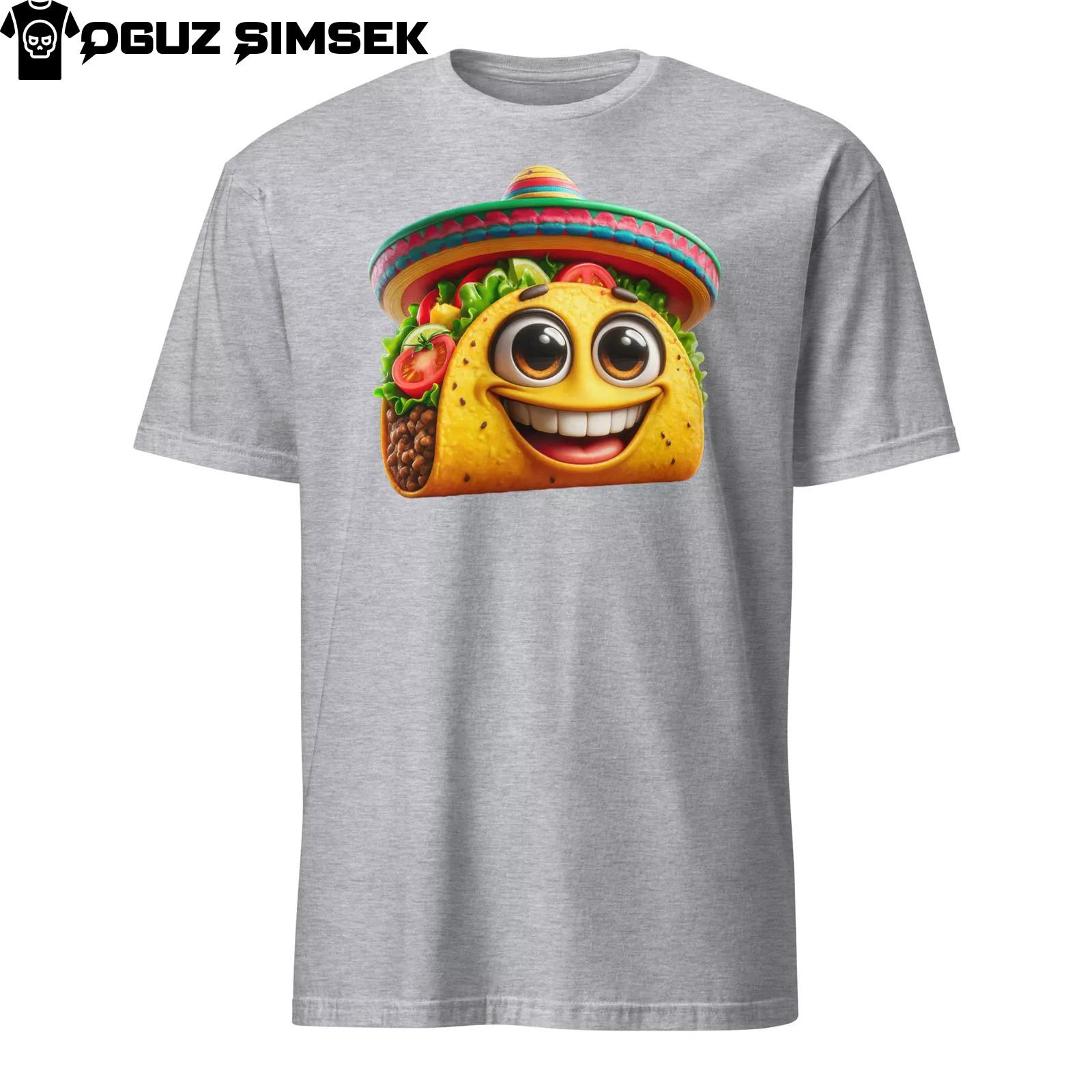 Funny Taco T-Shirt Mens Womens Tees Top | Cartoon Taco with Sombrero | Unisex Graphic Tee 3XL