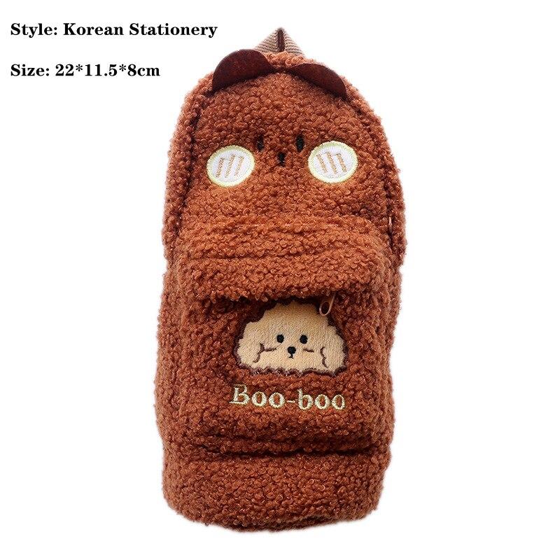 Federmäppchen, koreanisches Briefpapier, großes Plüschbär-Mädchen, Stiftetuis, Kawaii-Beutelmaterial, niedliches Schulmaterial