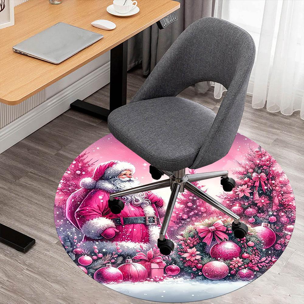 

1pc Santa Claus, Pink Christmas Round Chair mat Area Rug - Non-Slip, Floor Mat for Office, Bedroom, home decor Christmas Gift-1002360 80cm