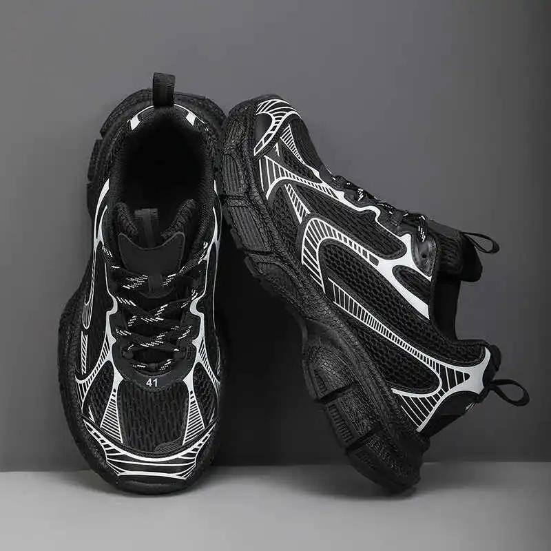 Fashion With Holes Chunky Fashionable Men's Footwear Mens Boots Size 45 Shoes High Sneakers Husband Sport Universal Brands High-end