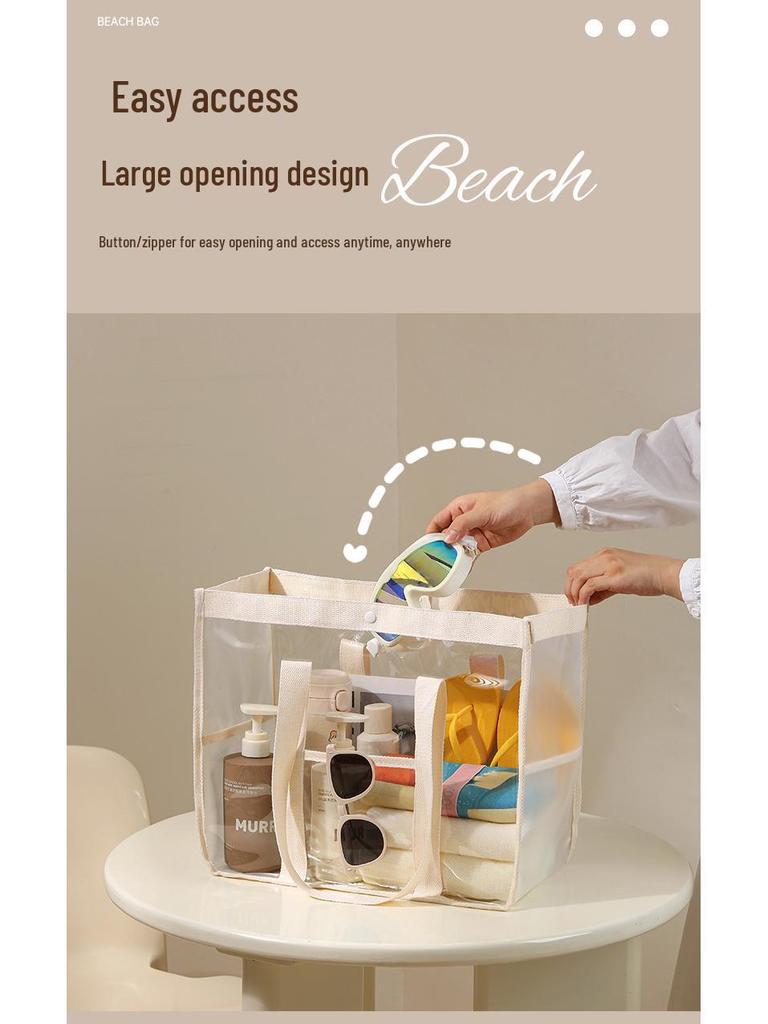 Große wasserdichte PVC-Strandtasche mit Knopfverschluss für Toilettenartikel & Kosmetik – Ideal zum Schwimmen und für den Außenbereich
