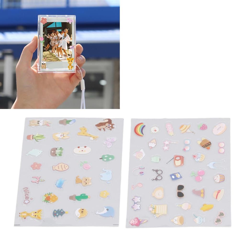 2PCS Decorative Stickers Cute Cartoon Self Adhesive Sticker Colorful PVC Sticker for   Album Planner Scrapbook