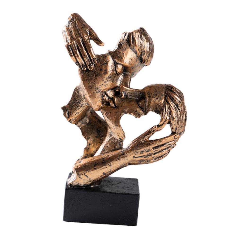 Abstract Art Couple Sculpture Tabletop Centerpiece Couples Kiss Sculpture for Festival Bedroom Fireplace TV Cabinet Shelves