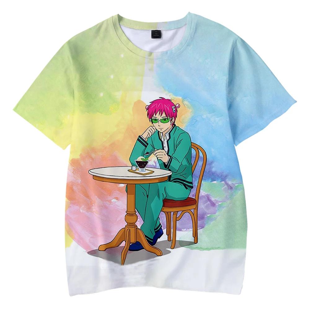 Summer Round Neck 3D Anime Character "Saiki Kusuo No Sai-Nan" Print Top Fashionable Casual Short Sleeved Men's T-shirts