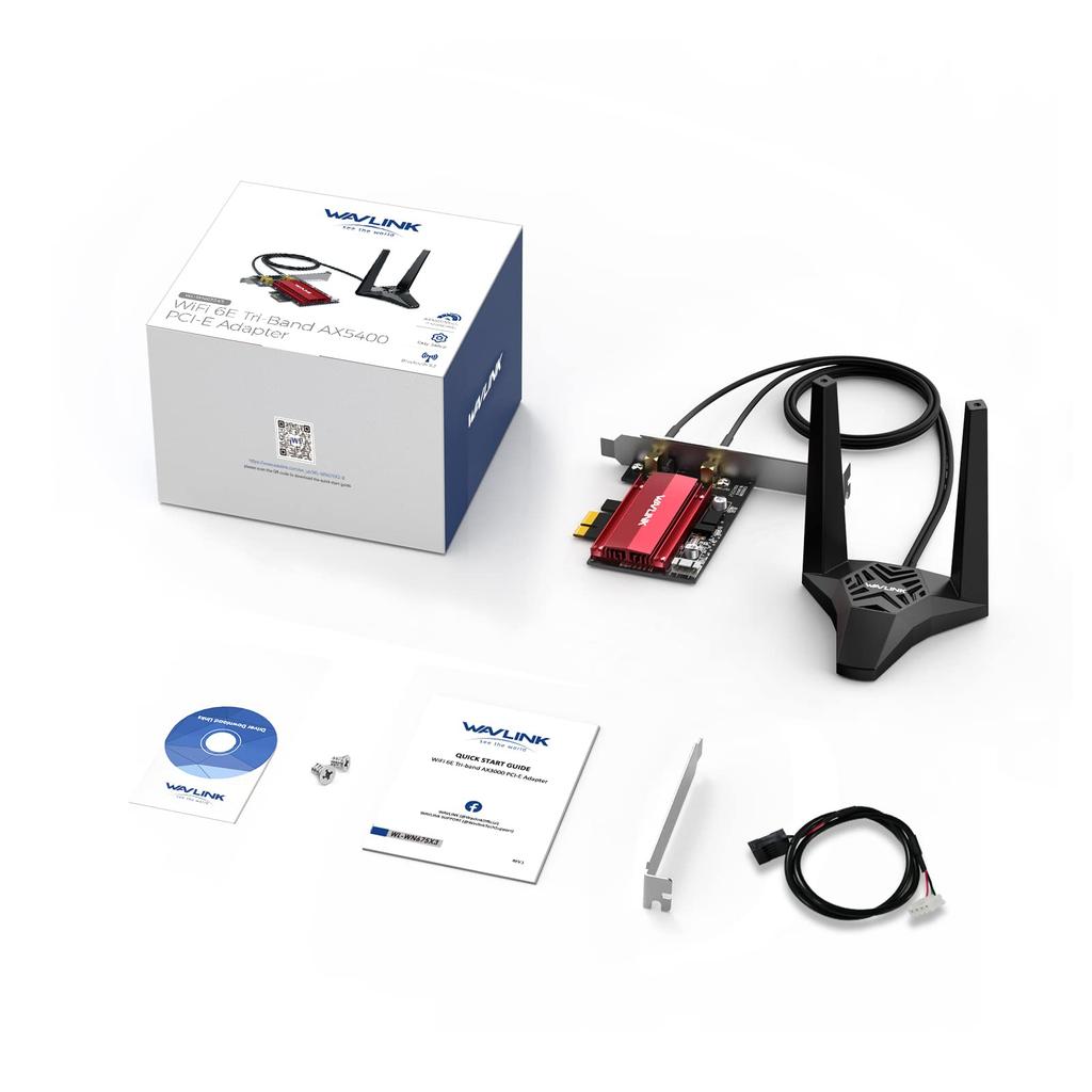 WAVLINK WiFi 6E AX5400M PCIe WiFi Radeon AX210 Network Card with Bluetooth Low Profile Heatsink Intel AX210 Network Card for Windows PC 5.3, MU-MIMO,