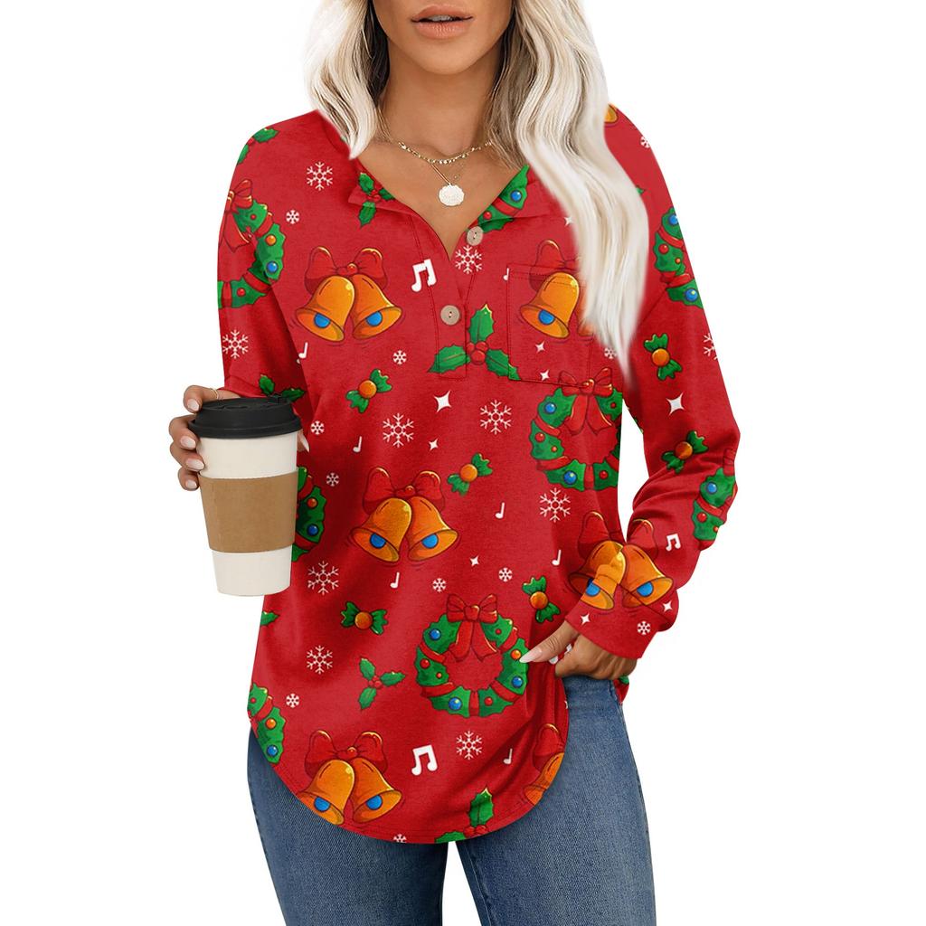 Women's Retro Printed Fashionable Long-sleeved Top