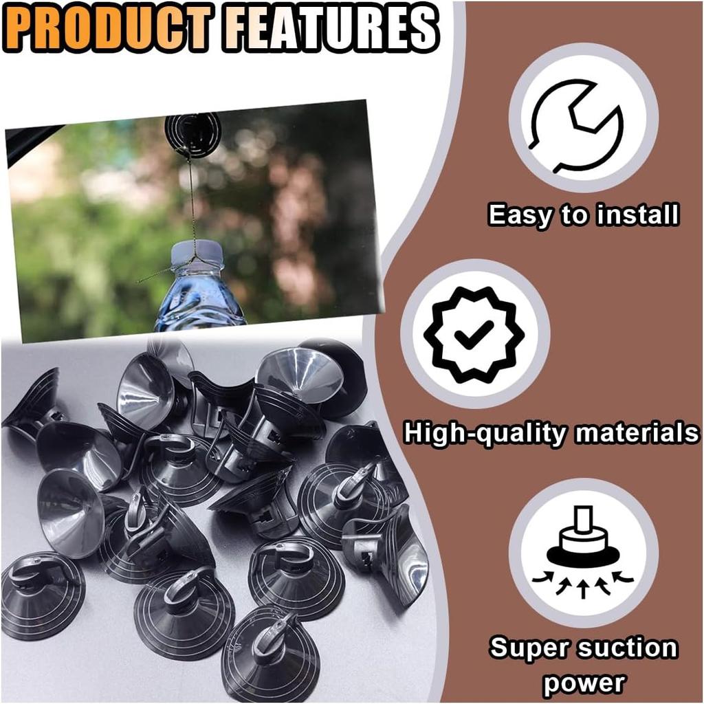 24PCS Car Glass Windshield Sunshade Suction Cups, PVC Sucker Window Shade Hooks, Pull Ring Sun Visor Adsorption Holder for Car Kitchen Bathroom