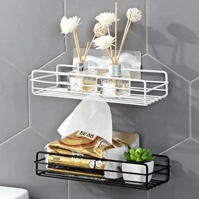 Scaffale da Bagno in Ferro Battuto WC Senza Foratura Cesto da Appendere per Bucato Rastrelliera da Parete