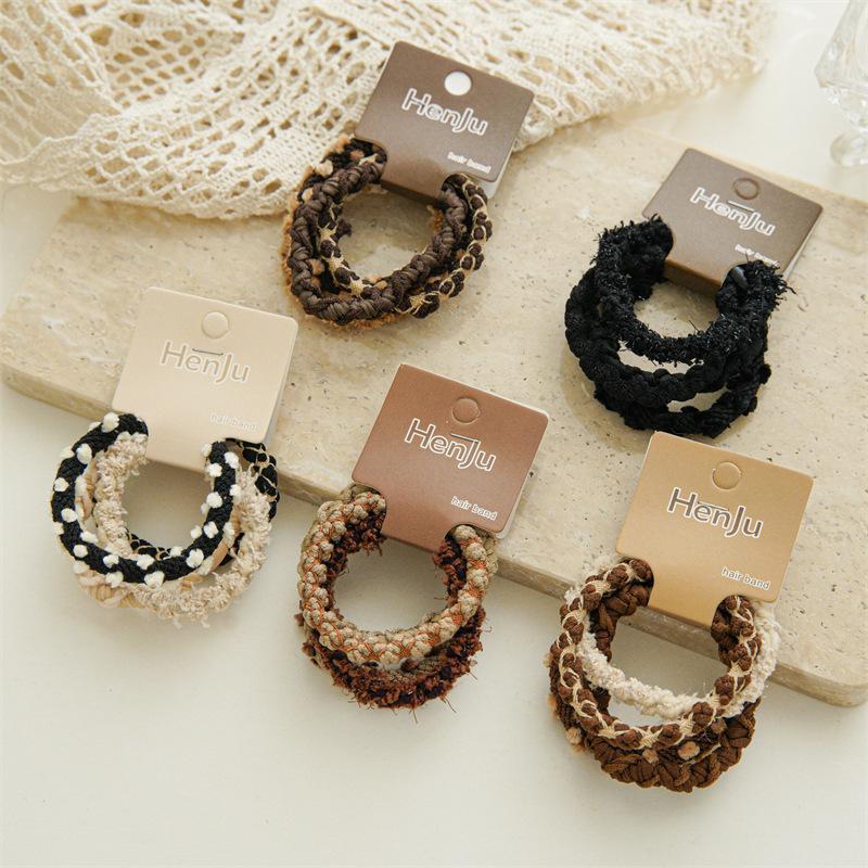 Vintage Coffee Color Rubber Bands For Women Fashion Elastic Hairbands Headbands Ponytail Hair Ropes Hair Loop Girls Hair Accessories