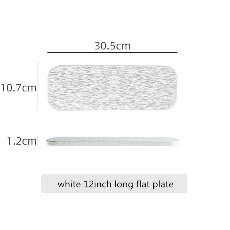 Black White Solid Color Rock Grain Restaurant Rectangular Plate Ceramic Long Plate Sashimi Plate Inventory Heart Sushi Utensils