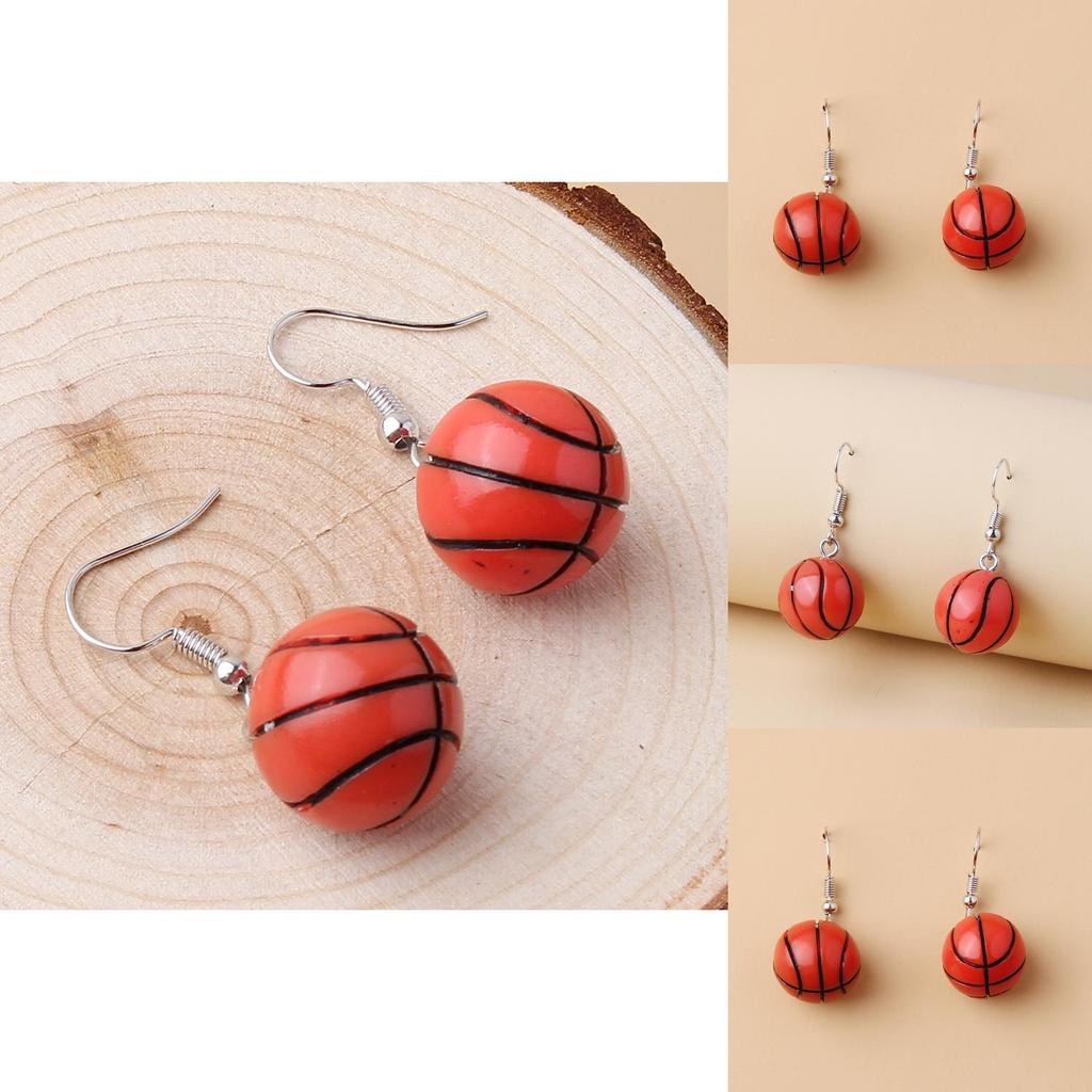 Stylish Resin Geometric Earrings With Basketball Theme For Holiday And Event Gifts