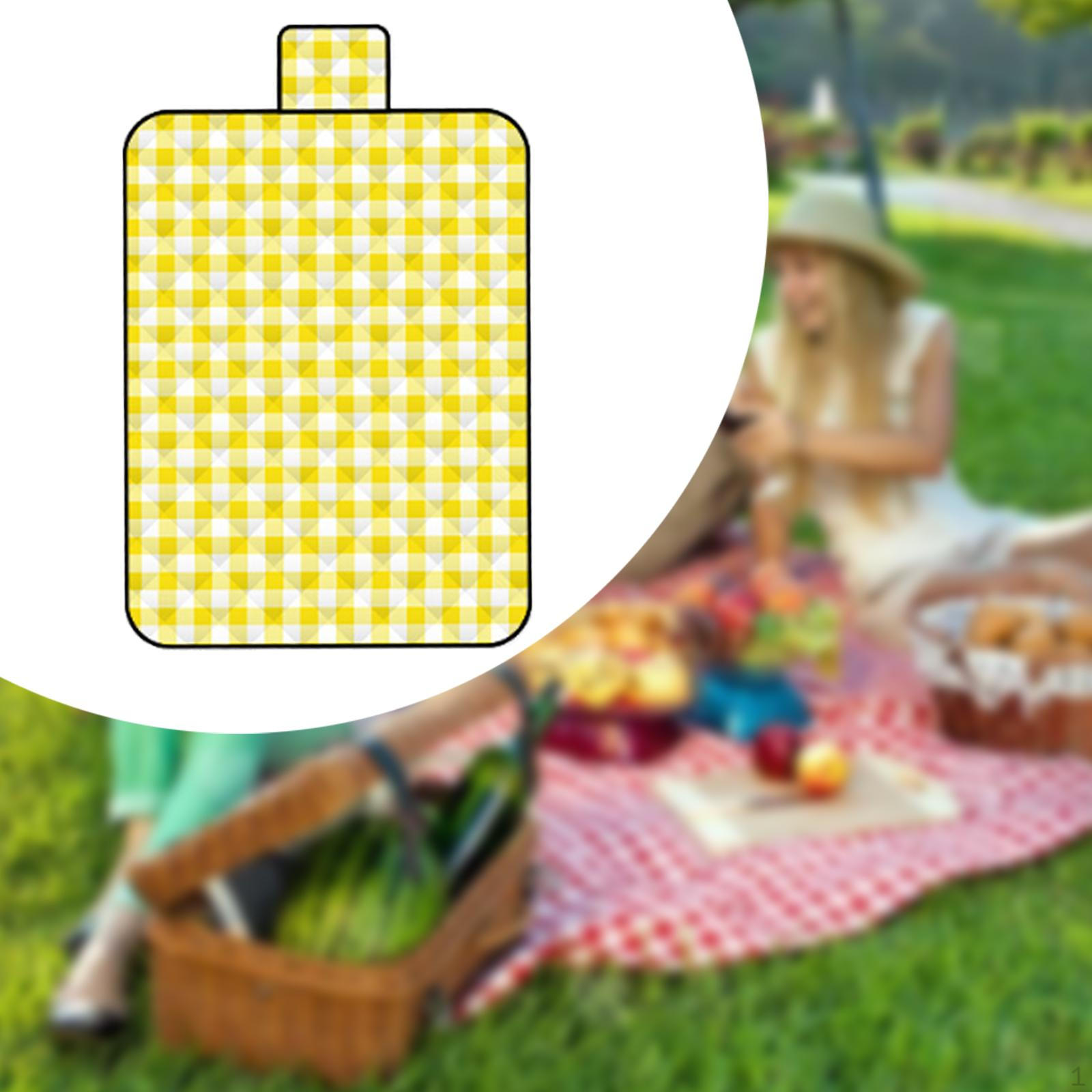 

Одеяло для пикника, пляжный большой коврик для палатки, многоцелевой коврик для кемпинга на открытом воздухе, для травы 150x200cm_Yellow