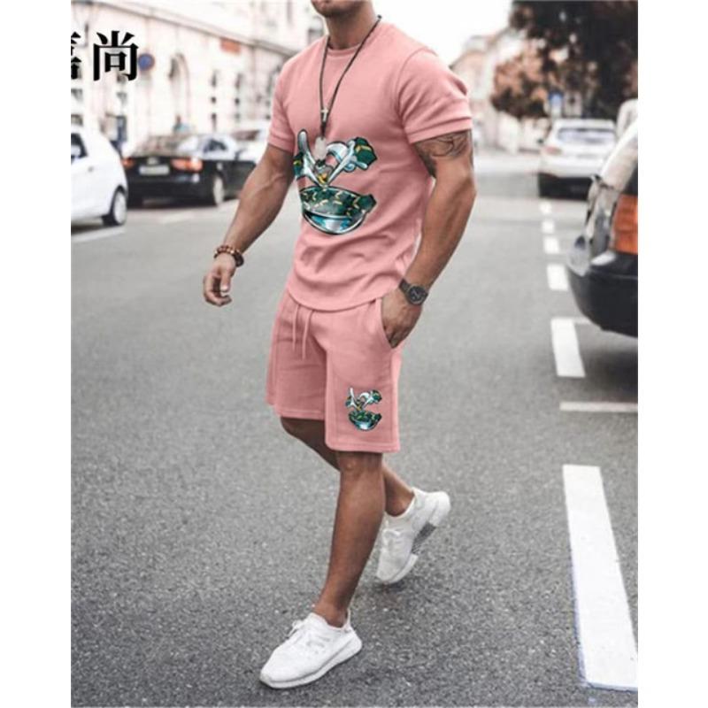 Summer Men's Clothing 3d Printed Man Casual Fashion Short Sleeve Set Man Fashion Printed Short Sleeve Shorts Two-Piece