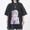 Re ZERO Starting Life In Another World Emilia Printed Tee Men Women Washed Cotton T-shirts Retro T Shirt Harajuku Unisex Tshirt
