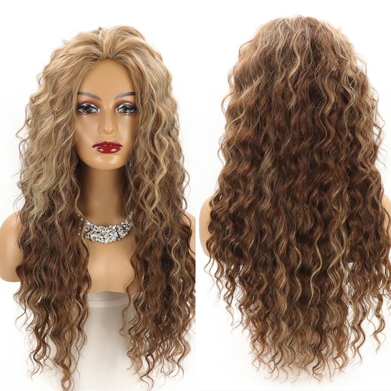 Wig, European and American women, African curly long curly hair, big wave chemical fiber wig, headgear, source wigs.