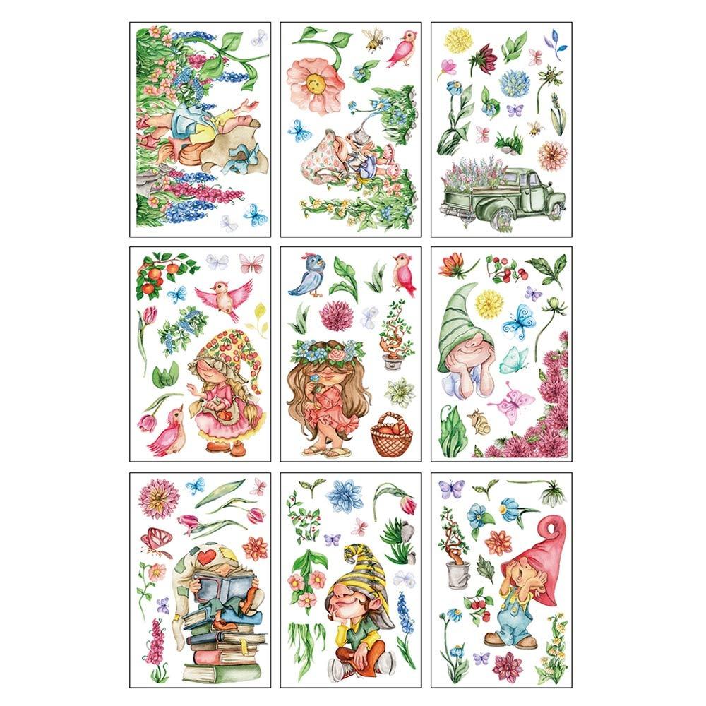 

Цветок Бабочка Весна Наклейка на окно Мультфильм Гном Окно Электростатическая наклейка Украшение дома 1