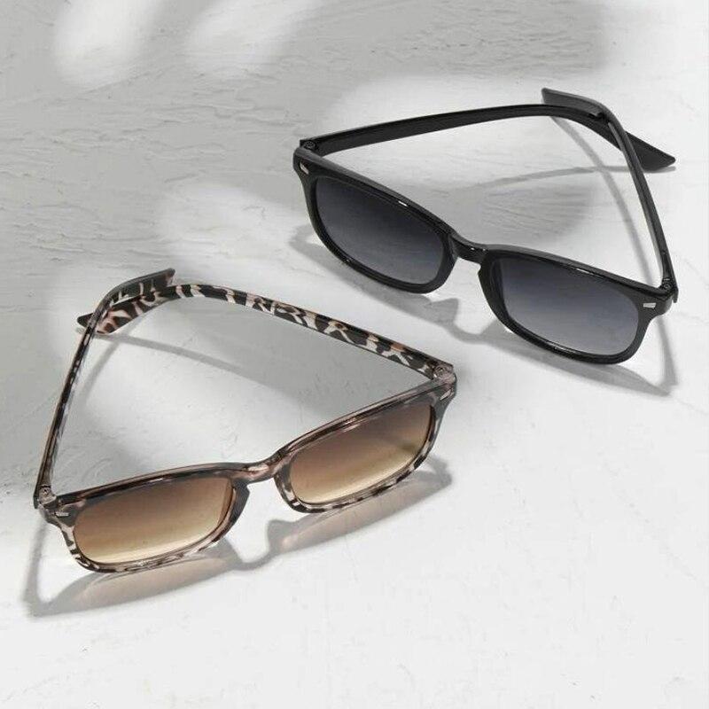 2pcs Vintage Black Square Sunglasses Woman Luxury Brand Small Rectangle Sun Glasses Female Gradient Clear Mirror Oculos De Sol