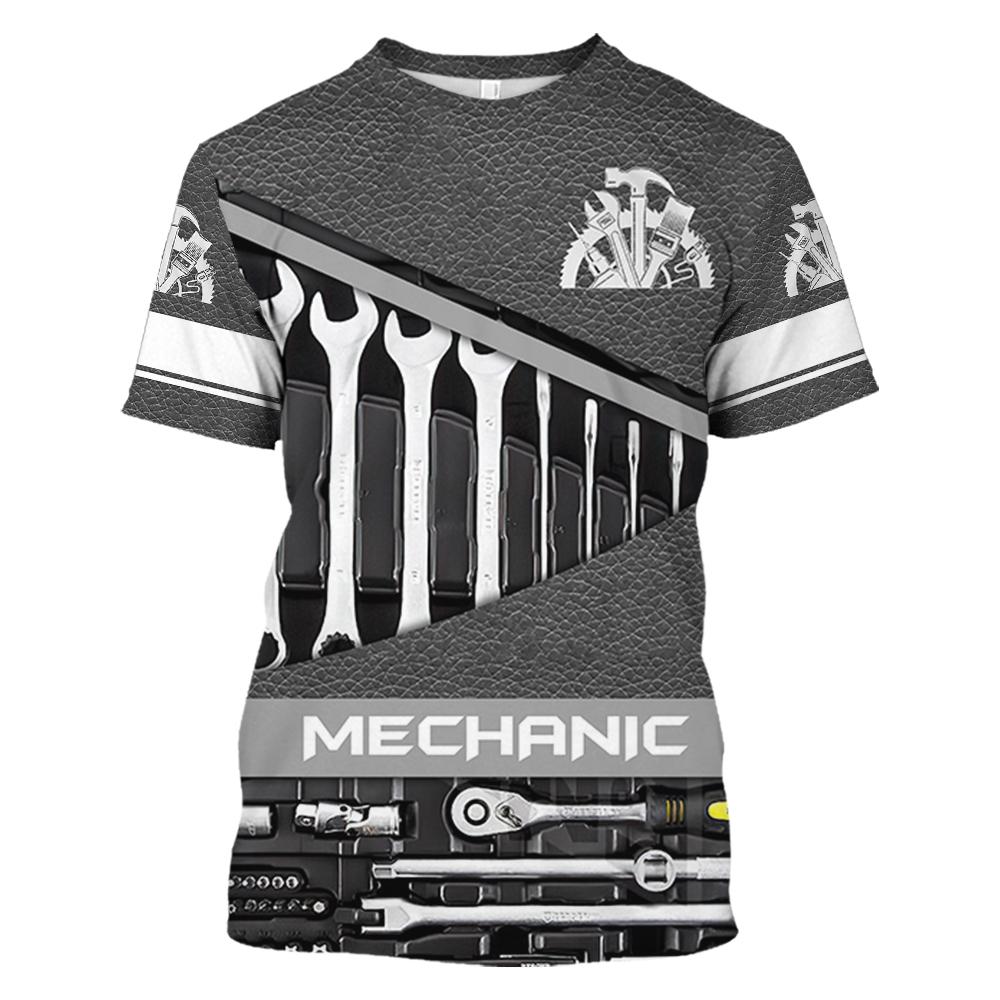 Male T Shirt Vintage T-shirt Summer Clothing Personalized Name Mechanic 3d Print Top 5xl Street Casual Sports Oversized Pullover