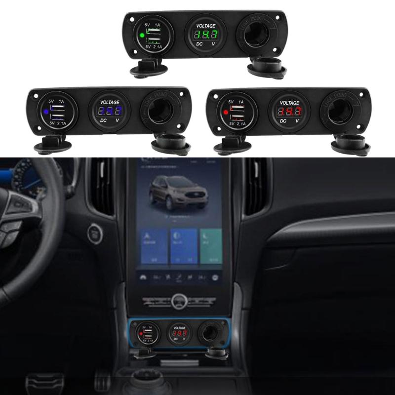 12-24V Car Dual USB Cigarette Lighter Socket 3.1A Boat Car Motorbike Tractor Charger Adapter Digital Voltmeter Universal