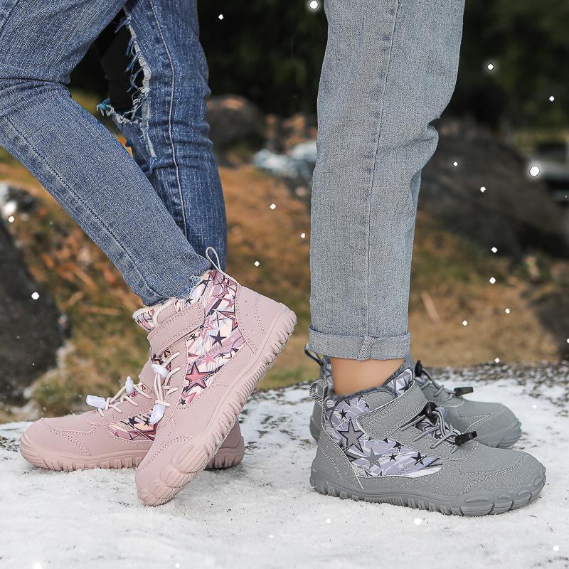 Outdoor New Non-slip Children's Wide-headed Warm Cotton Shoes Men's Medium-top Velvet Thickened Waterproof Velcro Snow Boots Women