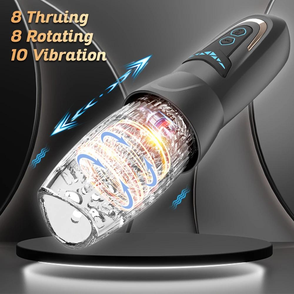 Thrusting Rotation Male Masturbator Automatic Masturbator Cup Tongue Licking Telescopic Blowjob Machine for Men Adult Sex Toys
