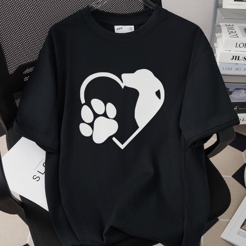 Creative Dog Print Unisex Loose Fit T-Shirt - 260g Pure Cotton, Casual Short Sleeve