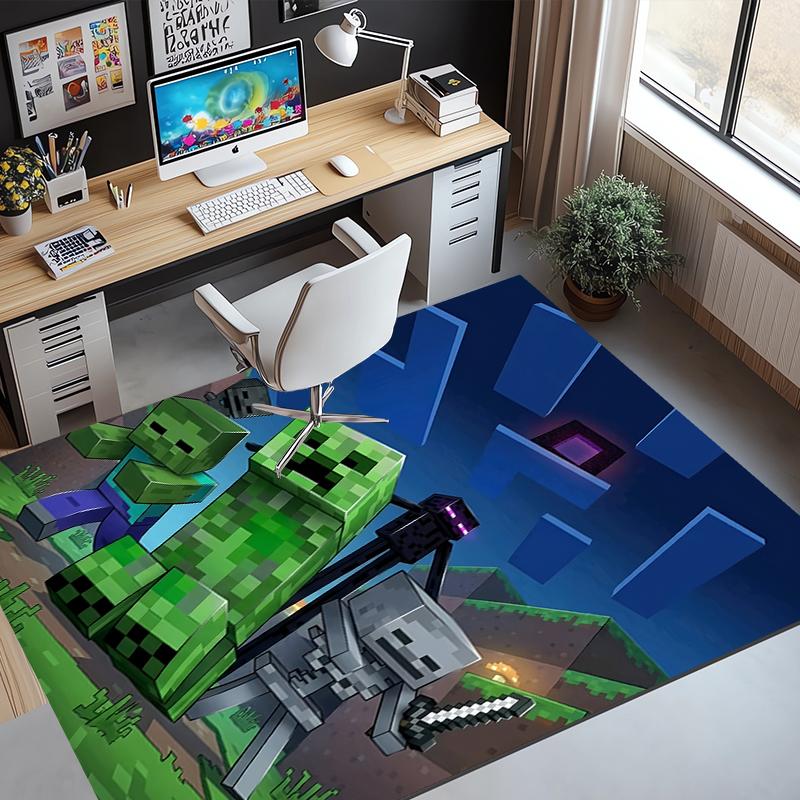 Tappeto con motivo Minecraft, Tappetino da interno/esterno, per Picnic, Sala giochi, Camera da letto, Ufficio, Soggiorno, Tappeto decorativo per la casa, Regalo di compleanno