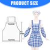 Blue Checkered Kitchen Apron With Attached Sleeve Covers Polyester Cotton Blend Stain Resistant Cooking Apron Workwear