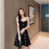 Knitted Contrast color Sexy V Neck Spaghetti Strap Summer Mini Dress Women Casual Party Yellow Black Sweater Dresses
